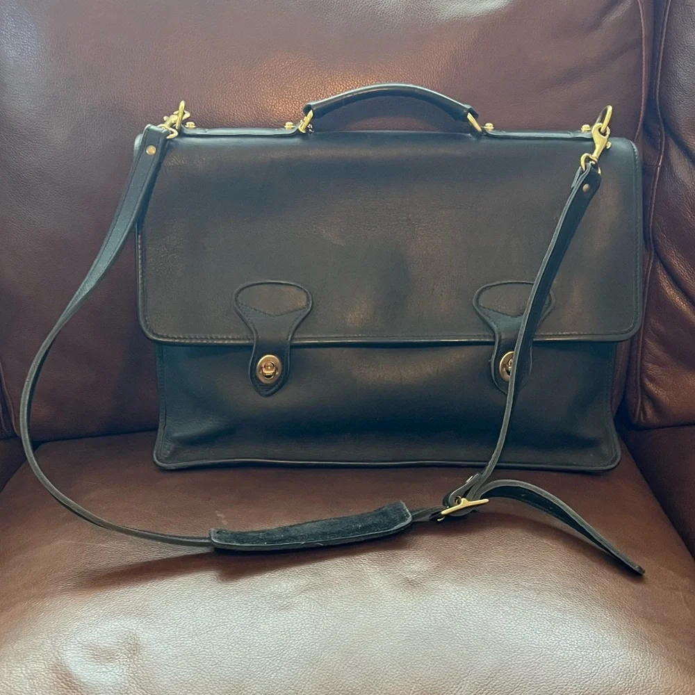 Jack Georges Classic Black Leather Briefcase - Picture 3 of 16